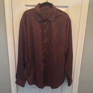 Dockers Men's Deep Red Striped Button Down